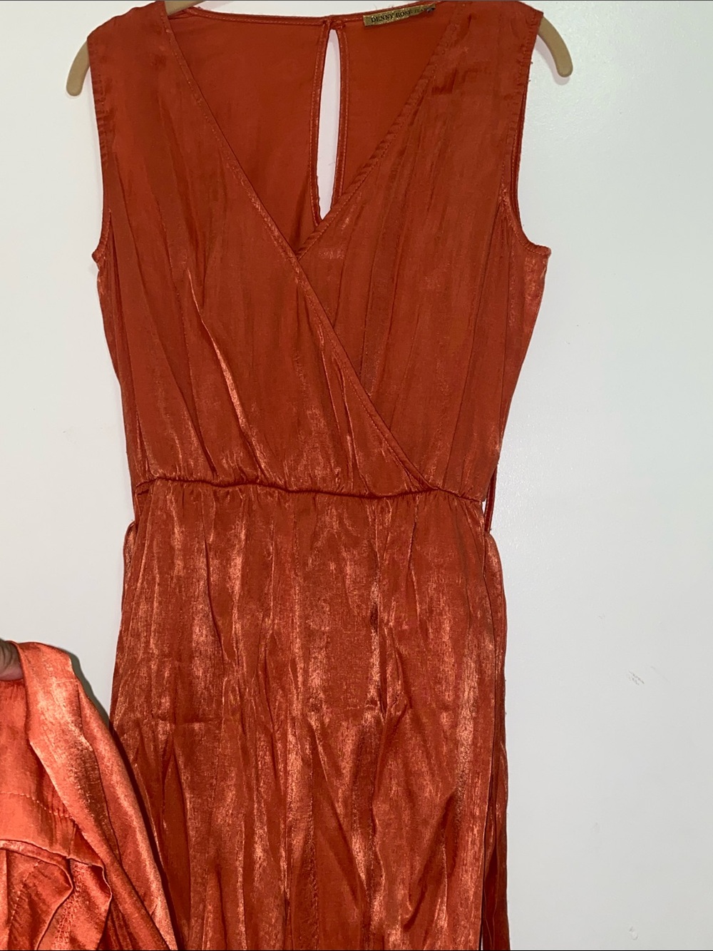 Overall Rust Orange Sleeveless Wrap Dress